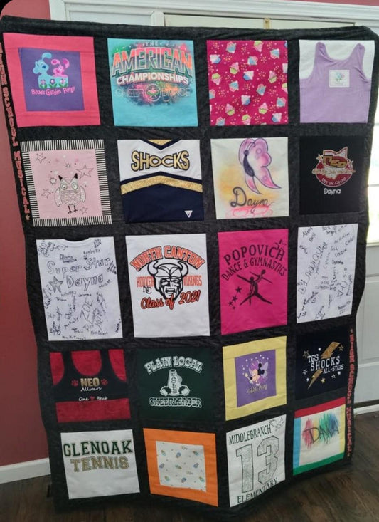 Custom T-Shirt Memory Quilt: Graduation Gift, Retirement Gift